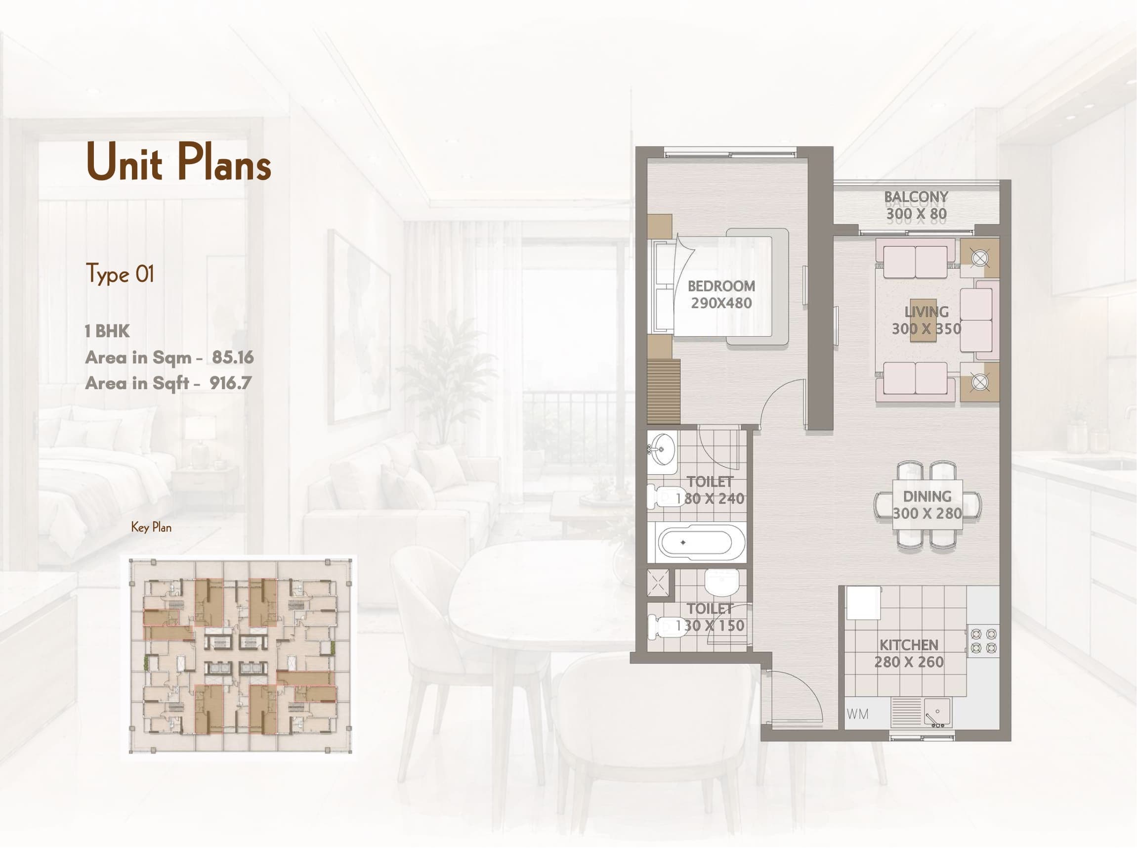 1 Bedroom Luxury Residence Floor Plan